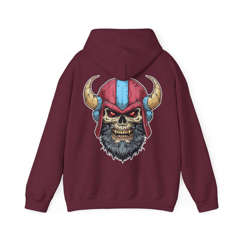 Rebellious Viking Skull Hoodie - Cozy Sweatshirt, Graphic Hoodie, Unisex teen gift, Casual Wear, Unique Gift for Men & Women,Biker gifts image 7