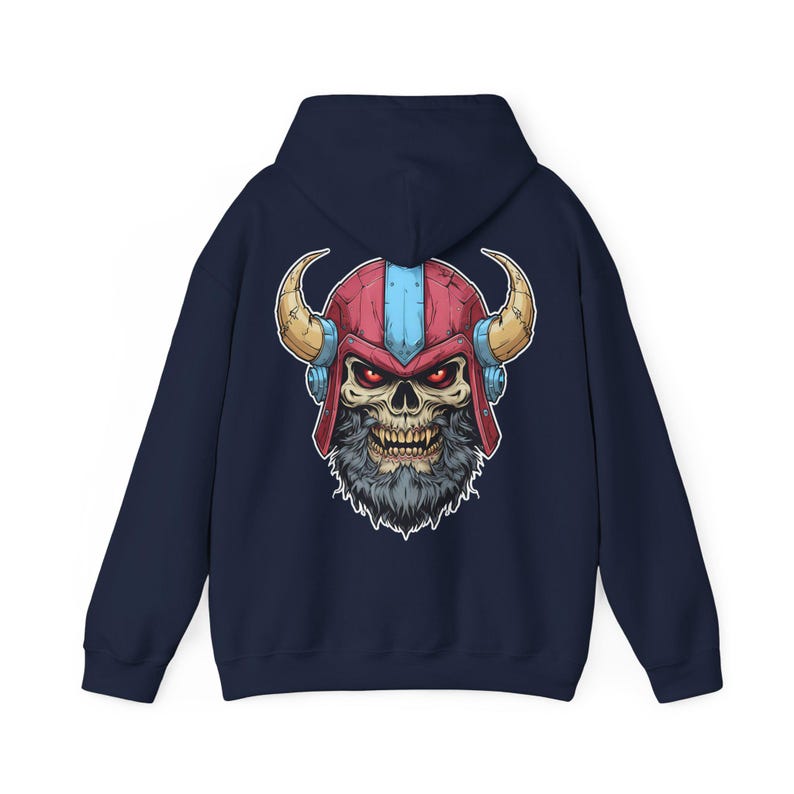 Rebellious Viking Skull Hoodie - Cozy Sweatshirt, Graphic Hoodie, Unisex teen gift, Casual Wear, Unique Gift for Men & Women,Biker gifts image 9