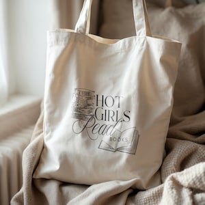 Book Lovers Tote Bag “Hot Girls Read Books” Gift for Book Lover. Minimalistic Book Design. Book Club Tote Bag. Bookish Style Tote Bag.