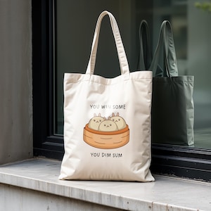 Cute Dim Sum Tote Bag Cute Cartoon Bunny Dim Sum You Win Some You Lose Some Cute Funny Tote Dumpling Tote Bag Cute Dim Sum Asian Tote