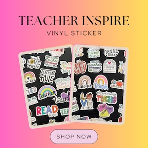 2 Mystery Teacher Sticker Pack - Cute Classroom Decor, Motivational Teacher Vinyl Stickers, Educational & Appreciation Gift Set