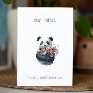 Cartão engraçado do Panda Sarcástico, Cartão de Saudações Rude, Você é Terrível, Cartão de Saudações Ofensivo, Cartão de Aniversário para Melhor Amigo, Cartão Inapropriado