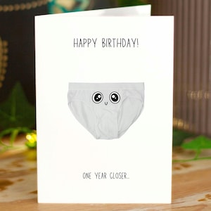 Onbeleefde kaart voor hem of haar, grappige echtgenoot verjaardagskaart, handgemaakte veroudering humorkaart, kaart brutale ondergoed, Goofy volwassen verjaardagskaart, dom