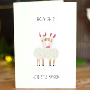 Divertente biglietto d'auguri per l'anniversario con lama, simpatico regalo di anniversario per marito e moglie, biglietto d'auguri di buon anniversario per il coniuge, biglietto inappropriato