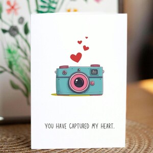 Mi hai conquistato il cuore, divertente biglietto d'amore con fotografia, biglietto di San Valentino fatto a mano per lui e per lei, grazioso biglietto d'anniversario, biglietto romantico per il marito