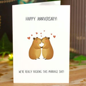 Leuke capibara-verjaardagskaart, grappige liefdeskaart voor vrouw, echtgenoot, ik hou van jou, huwelijksverjaardag, jubileumkaart voor hem, haar, sarcastisch