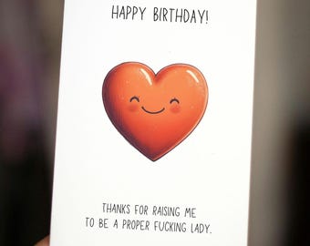 Funny Mom Birthday Card: Sarcastic Handmade Greeting Card