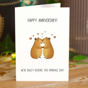 Leuke capibara-verjaardagskaart, grappige liefdeskaart voor vrouw, echtgenoot, ik hou van jou, huwelijksverjaardag, jubileumkaart voor hem, haar, sarcastisch