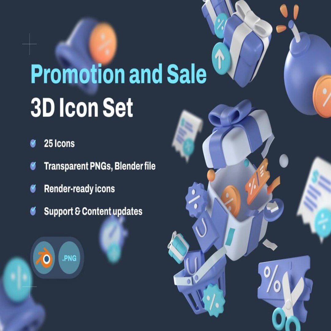 3D Business Icon Set – 25 Modern UI UX Icons, Transparent PNG, Blender ...
