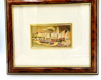 ヴィンテージ イタリア製 額装 23K 金箔 クロモリトグラフ ミニチュア