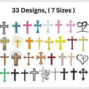 Cross Embroidery Design Bundle, Jesus Christian Cross Set Embroidery, (7 sizes, Instant Download) Machine Embroidery, Pes Dst Exp Jef Files