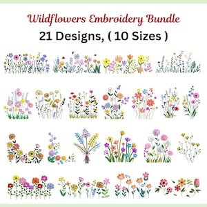 Cottagecore Embroidery Floral Designs - 21 Meadow Wildflowers Machine Embroidery Bundle  10 Sizes - Instant Download Files - Pes Dst Exp Hus