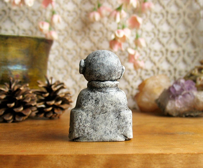 Jizo Votive Statue Guardian of Children, Women, Travelers and All Voyagers Bhuddist Bhodisattva Icon Handmade by Bewilder and Pine image 4