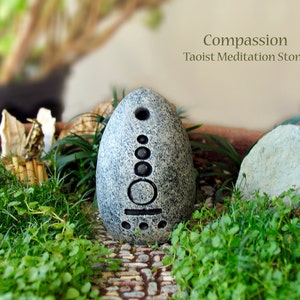 Compassion - Handcrafted Taoist Meditation Altar Stone - Handpainted Clay - Planter and Terrarium Decor - Zen Garden - Mindfulness