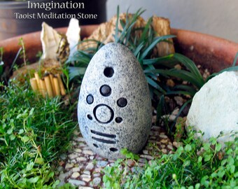 Imagination - Handcrafted Taoist Meditation Altar Stone - Handpainted Clay - Planter and Terrarium Decor - Zen Garden -Mindful Practice