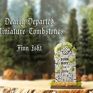 Dearly Departed - Halloween Miniature Tombstone Decor - Finn Isht - Handcrafted and Hand-Painted Decorative Gravestones - All Hallows Eve