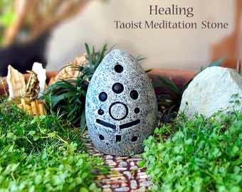 Healing - Handcrafted Taoist Meditation Altar Stone - Handpainted Clay Altar Piece - Planter and Terrarium Decor - Zen Garden