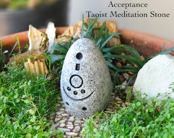 Acceptance - Handcrafted Taoist Meditation Altar Stone - Handpainted Clay Altar Piece - Planter and Terrarium Decor - Zen Garden