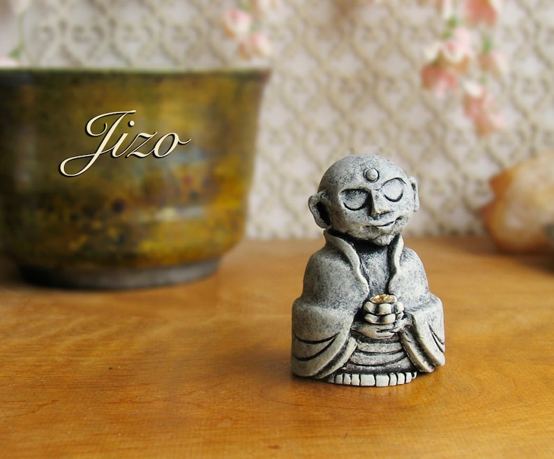 Jizo Votive Statue Guardian of Children, Women, Travelers and All Voyagers Bhuddist Bhodisattva Icon Handmade by Bewilder and Pine image 1