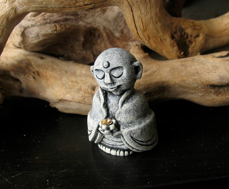 Jizo Votive Statue Guardian of Children, Women, Travelers and All Voyagers Bhuddist Bhodisattva Icon Handmade by Bewilder and Pine image 3