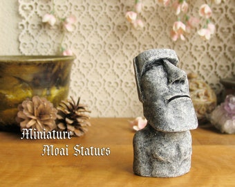 Miniature Moai Statue of Easter Island - Rapa Nui Monolith - Handcrafted and Hand Painted Miniature Polymer Clay Icon by Bewilder and Pine