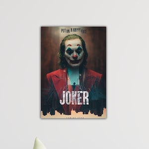 Décoration murale Joker, affiche de bande dessinée, toile de Joker, peinture de Joker, très grande toile d&#39;art mural prête à accrocher, prête à accrocher pour le Joker Heath Ledger