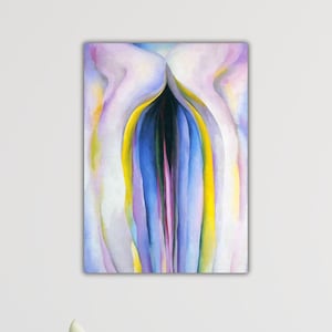 Georgia O&#39;keeffe Grey Lines With Black Blue And Yellow Wall Art OKeeffe Poster OKeeffe Canvas Home Decor OKeeffe Paint OKeeffe Wall Decor