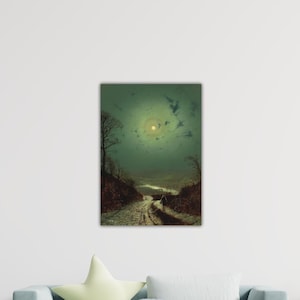 John Atkinson Grimshaw -Moonlight Wharfedale 1871 Wall Art Grimshaw Poster Grimshaw Painting John Atkinson Canvas Gift Home Wall Decor Print