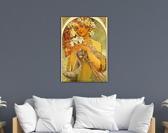 Alphonse Mucha Flower Girl Poster Mucha Canvas Alphonse Mucha Paint Alphonse Mucha Wall Art Gift Of Home Wall Decor Alphonse Mucha Print Art