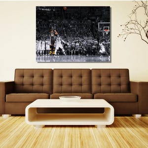 Last Shot Stephen Curry Print, Buzzer Beater Poster Extra Large Wall Art ,Stephen Curry Poster, Basketball Fan Gift , Ready to Hang Canvas