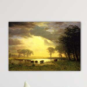 Albert Bierstadt The Buffalo Trail 1867 Poster Office Decor Bierstadt Canvas Bierstadt Paint Bierstadt Wall Art Gift Of Home Decor Printing