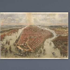 Impression de carte vintage de New York, carte de New York, art mural de New York, art de la carte de New York, affiche de carte routière de la ville de New York, cadeau vintage, carte, décoration murale de bureau