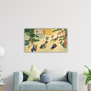 Ludwig Bemelmans Madeline Strolling Poster Chicken Coop Canvas Madeline at the Zoo Wall Art Madeline Painting Gift Of Kids Room Wall Decor