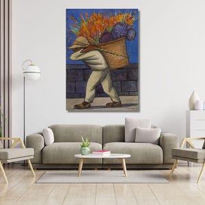 Diego Rivera Flower Carrier Print Canvas,Flower Festival Poster Art Canvas,Diego Rivera Flowerseller,Feast of Santa Anita Canvas Wall Art