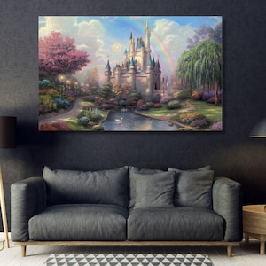 Cinderella Castle Canvas,Disney Home Decor,Gift for Girl,Cinderella Wall Art,Disneyland Poster,Kids Room Decor,Cinderella Ears,Disney Print