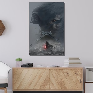 Darth Vader Poster,Ready To Hang Canvas,Star Wars Black and Red Art,Darth Vader Effect Wall Art, Star Wars Print,Home Decor,Darth Vader Svg