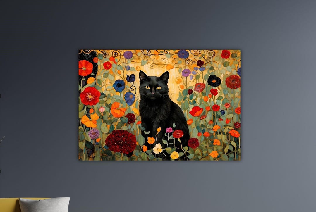 Gustav Klimt Black Cat Poster Klimt Canvas Tree of Life Art Wall Art ...