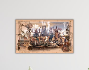 Steampunk Poster Steampunk Wall Art Modern Decor Art Vintage Machine Decor Steampunk Canvas Steampunk Print Gift Home Wall Decor Paint Art