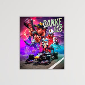 Sebastian Vettel Poster Art F1 Man Cave Decoration Canvas Formula One Wall Art F1 Grand Prix Ferrari Wall Decor Sebastian Vettel Print Art