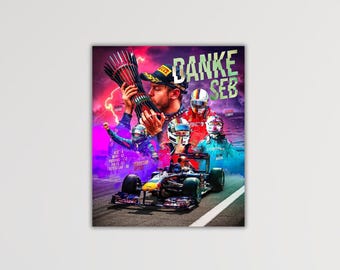 Sebastian Vettel Poster Art F1 Man Cave Decoration Canvas Formula One Wall Art F1 Grand Prix Ferrari Wall Decor Sebastian Vettel Print Art
