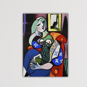 Pablo Picasso With A Book Canvas Modern Print Art Gift Of Home Wall Decor Art Picasso Poster Picasso Wall Art Picasso Paint Museum Decor Art
