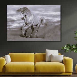 Póster de caballo, NOBLE CABALLO BLANCO, decoración de pared de caballo, pintura de arte de pared de caballo, impresión de caballo, arte de caballo, arte de caballo, lienzo grande de caballo, lienzo de caballo