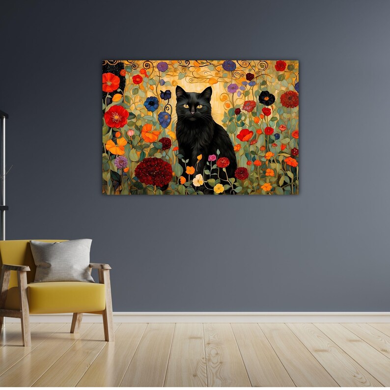 Gustav Klimt Black Cat Poster Klimt Canvas Tree of Life Art Wall Art ...