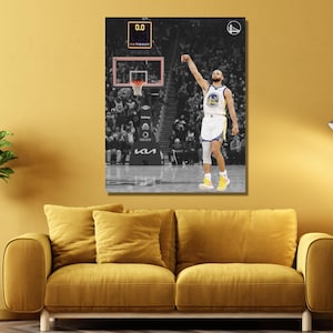 Stephen Curry Poster, Ready to Hang Canvas, Basketball Fan Gift ,Stephen Curry Canvas Wall Art, Buzzer Beater Poster, Extra Large Wall Art