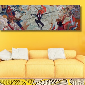 Universe Panorama Spiderman Canvas Wall Art, Poster Print Movie, Spider-Man Art, Movie Extra Large Wall Art,Kids Room Decor, Ready To Hang