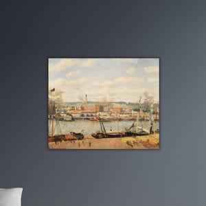 Camille Pissarro-Rouen Port 1898 Wall Art Pissarro Unloading Wood Poster Camille Pissarro Canvas Pissarro Print Gift Home Wall Decor Paint