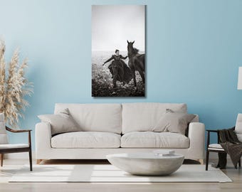 Felix Thiollier 1899 Woman Training a Horse in the Snow Canvas,Horse Vintage Art,Horse Poster,Animal and Woman Room Decor Gift,Woman Dress