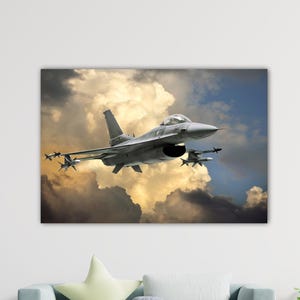 Toile d&#39;avion de chasse F-16, art mural F-16, affiche de F-16, cadeau pilote, faucon de combat F-16, décoration murale, cadeau d&#39;hommes, décoration de chambre, impression d&#39;art F-16