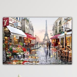 Póster de la Torre Eiffel, lienzo de paisaje al óleo de París, decoración de pared con paisaje urbano, impresión de la Torre Eiffel, decoración del hogar, decoración de la sala de estar, pintura de la Torre Eiffel