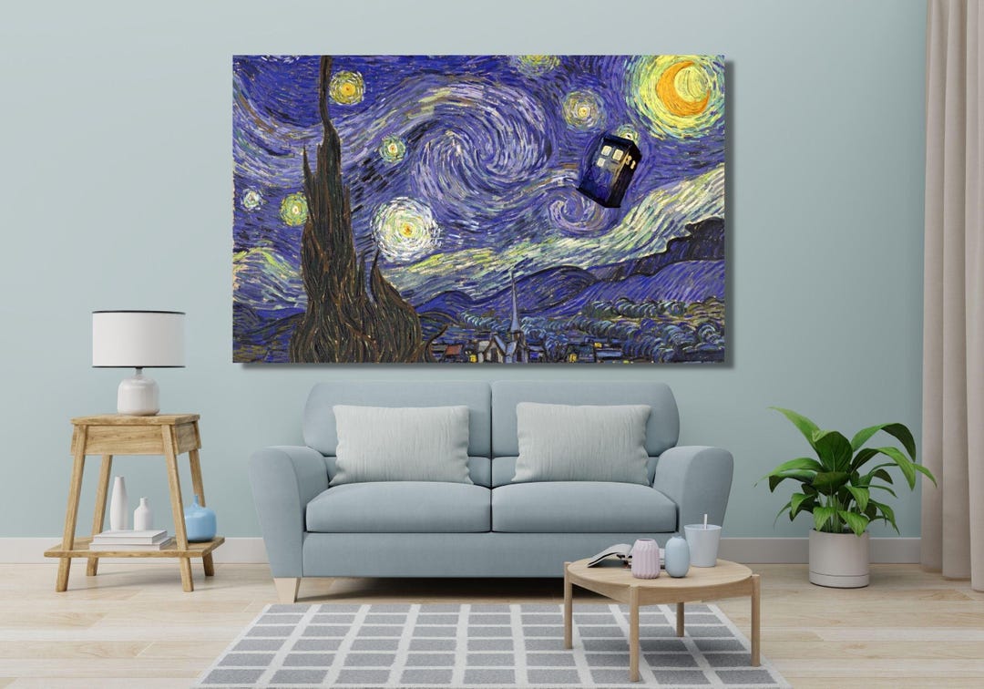 Doctor Who TARDIS Wall Art, Van Gogh Art, Starry Night Inspire Art ...